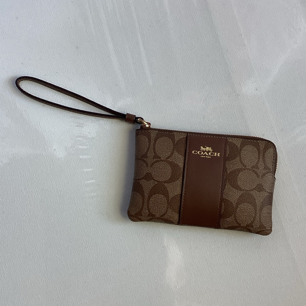 Coach Signature Brown Wristlet